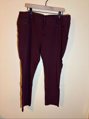 Maurices Women's Burgundy Leggings with Faux Leather Trim
